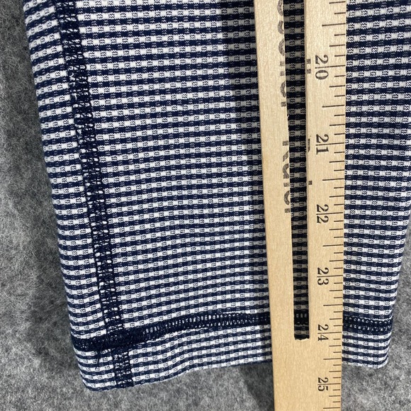 Lululemon Leggings 6 Wunder Under Crop Gingham Printed Navy Blue White Luon - Picture 12 of 15